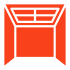 Red and black geometric room icon.