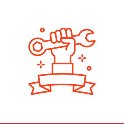 Wrench in raised hand design